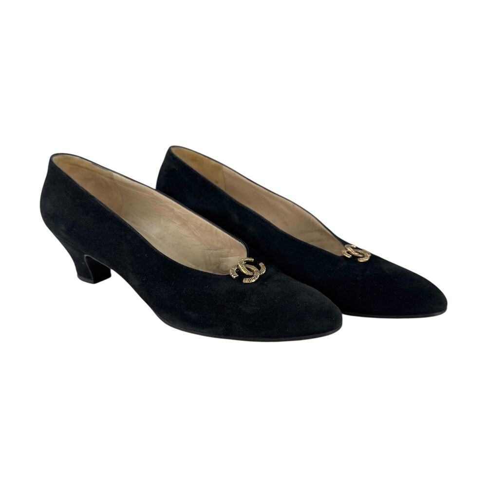 Chanel Vintage CC Suede Heels - Picture 2 of 14
